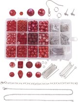 Kralen set rood | Volledige sieraden kit | RVS benodigheden | Glaskralen | Kerstcadeau | Perfecte starterskit