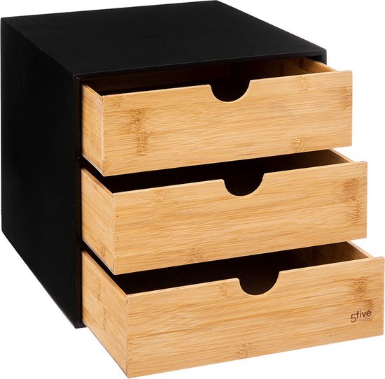 Creative Deco Petite Commode Bois, 6 Tiroir, 28,5 x 20 x 28,5 cm, Organisateur, Rangement, Organiseur Bureau, Rangement Bureau Organisateur