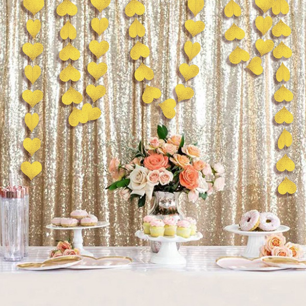 Gouden Hartjes Versiering Hartje Slingers Goud Gender Reveal Versiering Babyshower Geboorte Valentijn Versiering - 4m — afbeelding 2