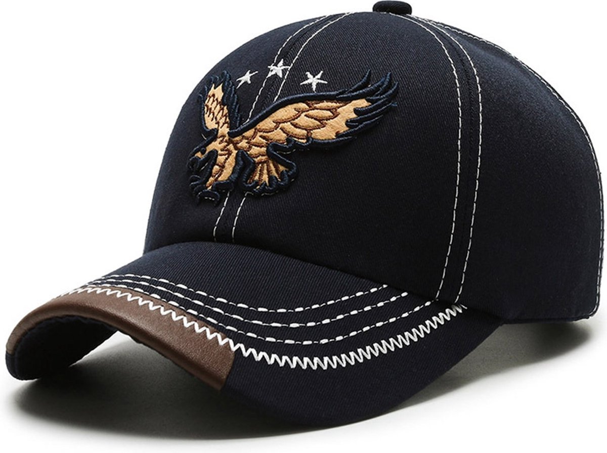 Baseball Cap Eagle – Donkerblauw – Denim Pet met Adelaar Print