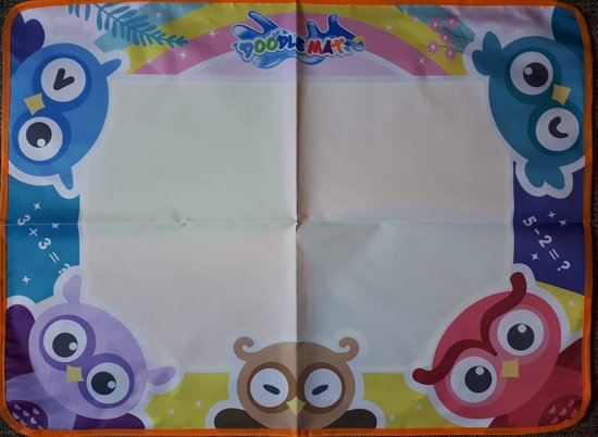 Doodle Mat - Uilen - Watermat om te kleuren - 78x58cm. - Peuter Tekenmat - Kleuren en tekenen - inclusief 2 Pennen - Geen Geklieder - Cadeau Tip!