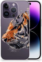 Silicone Case Geschikt voor iPhone 14 Pro Telefoonhoesje Tiger