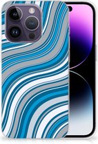 TPU Case Geschikt voor iPhone 14 Pro Telefoonhoesje Golven Blauw
