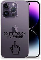 Leuk TPU Back Case Geschikt voor iPhone 14 Pro Hoesje Finger Don't Touch My Phone