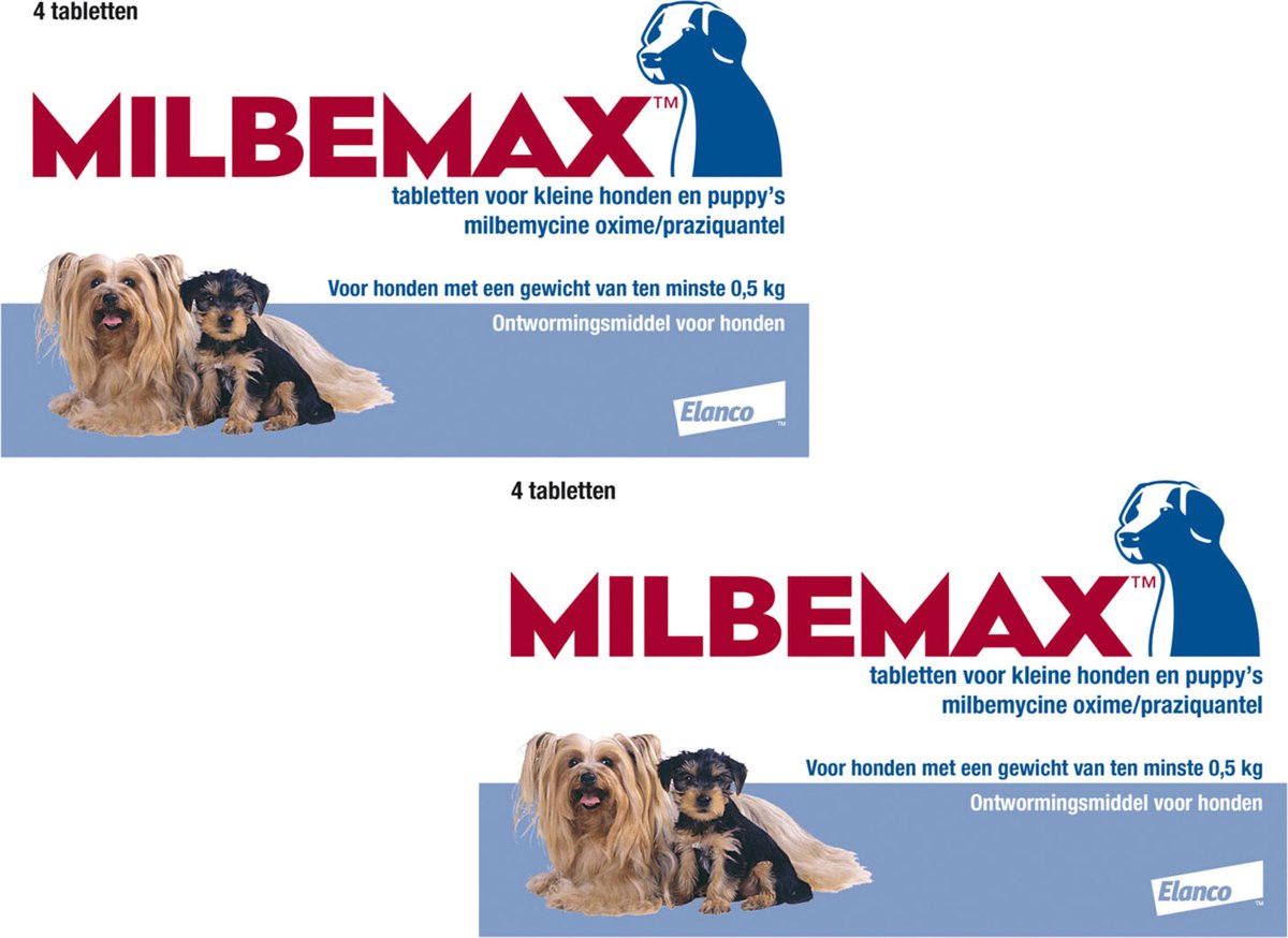 Milbemax Milbemax Pup & Hond - Anti wormenmiddel - 2 x 4 tab 0.5 Tot 10 Kg