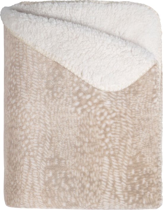 Mistral Home - Plaid - 100% polyester - Flannel sherpa - 130x170 cm - Beige wit