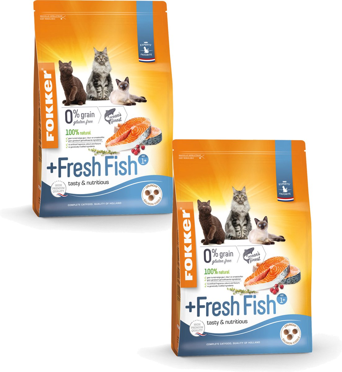 Fokker Fokker Cat Fresh Fish Zalm - Kattenvoer - 2 x 2.5 kg