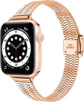 Bracelet Apple Watch Compatible - By Qubix - Bracelet slim fit en acier inoxydable - Or Champagne - Convient pour Apple Watch 38mm / 40mm / 41mm