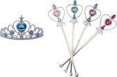 Uitdeelzakjes - Traktatie Kind - Verjaardag - 5-Pack Toverstaf - 4 x Toverstaf - Kroon / Tiara - Roze - Voor bij je prinsessenjurk - Prinses