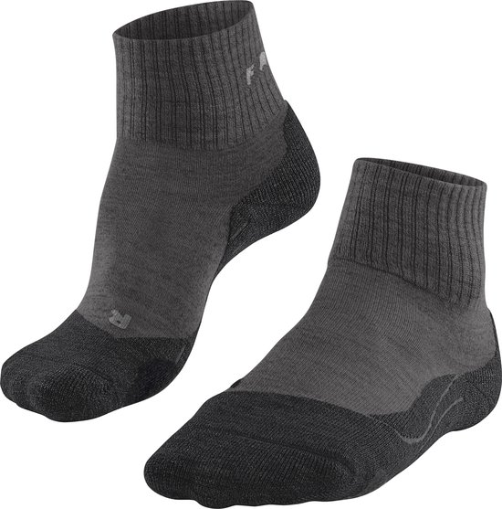 FALKE Chaussettes de marche Explore Wool Courte Randonnée Chaussettes Anti-Bulle Épais À Séchage Rapide Laine Mérinos Grijs Femmes Chaussettes de sport - Taille 35-36