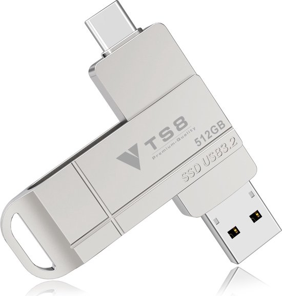 TS8 - Clé USB SSD 512 Go - USB 3.2 Gen 1 - Acier Argent | bol.com