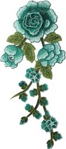 Bloemen Tak - Opnaai Embleem - Patch - Driedimensionaal - Zee Groen 30 x 13,5 cm