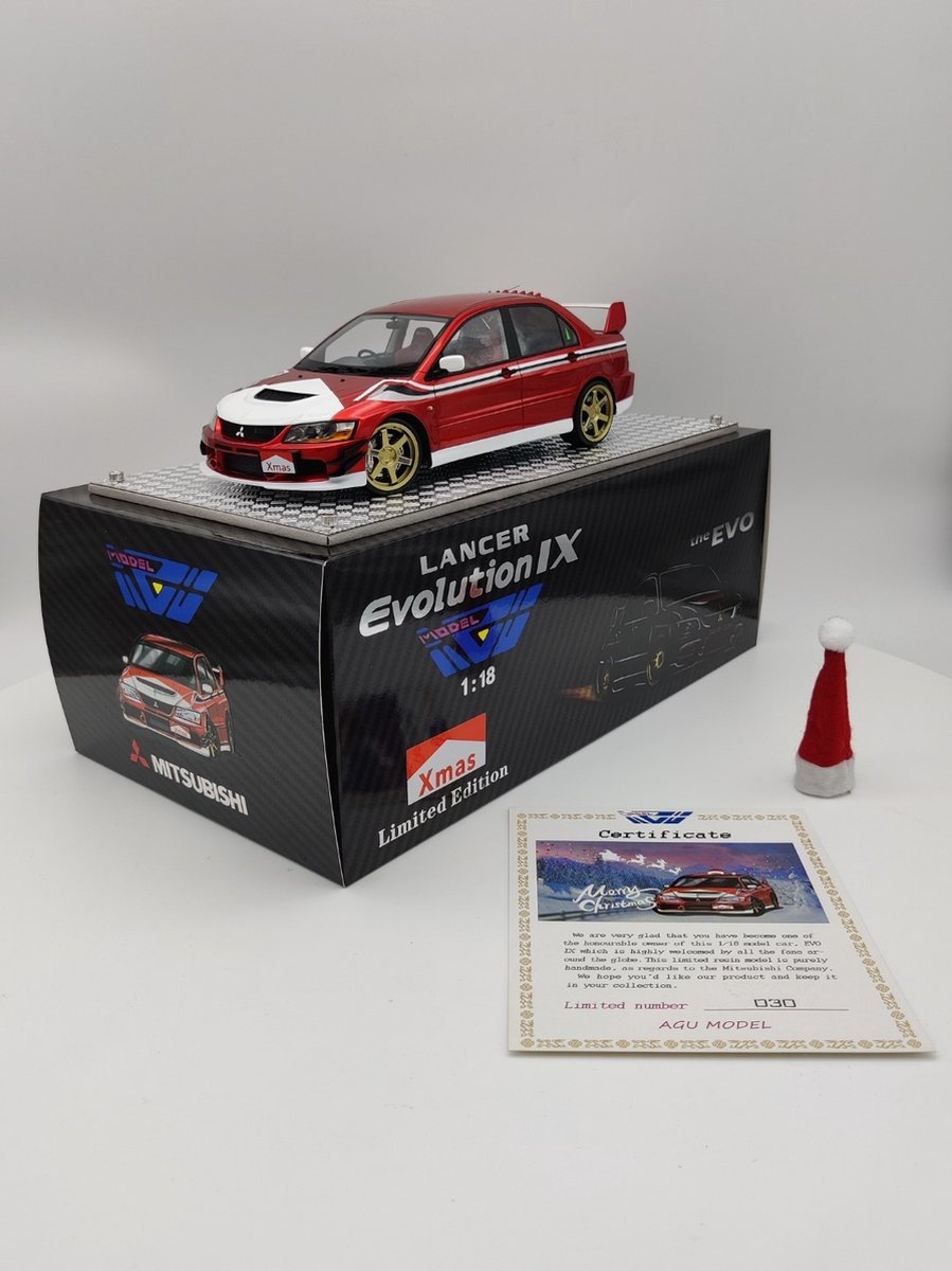 AGU Models Mitsubishi EVO IX Xmas Edition Rood 1:18