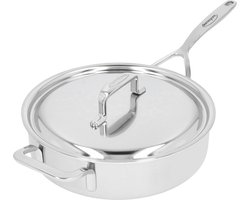 Demeyere 5-Plus Hapjespan Met Deksel 24 cm - Roestvrijstalen Sauteerpan 2,8 L - Geschikt Voor Alle Warmtebronnen Inclusief Inductie - Duurzaam - Volledig PFAS- PFOA- en PTFE-vrij