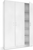 Interiax Kledingkast 'Amelie' 3 deuren en 8 legplanken Wit (180x120x40cm)