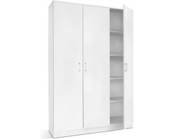 Interiax Opbergkast - Kledingkast 'Amelie' 3 deuren en 8 legplanken | Wit | 180x120x40 cm Interiax Opbergkast - Kledingkast 'Amelie' 3 deuren en 8 legplanken | Wit | 180x120x40 cm