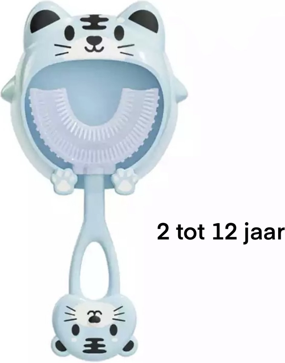 Baby Tandenborstel - Blauw - Kat - Tandenborstel u vorm - Peuter tandenborstel - Zachte siliconen - Bijtringen - Kinderen tandenborstel - Jongen/Meisje - Tandenborstel 2 tot 12 jaar