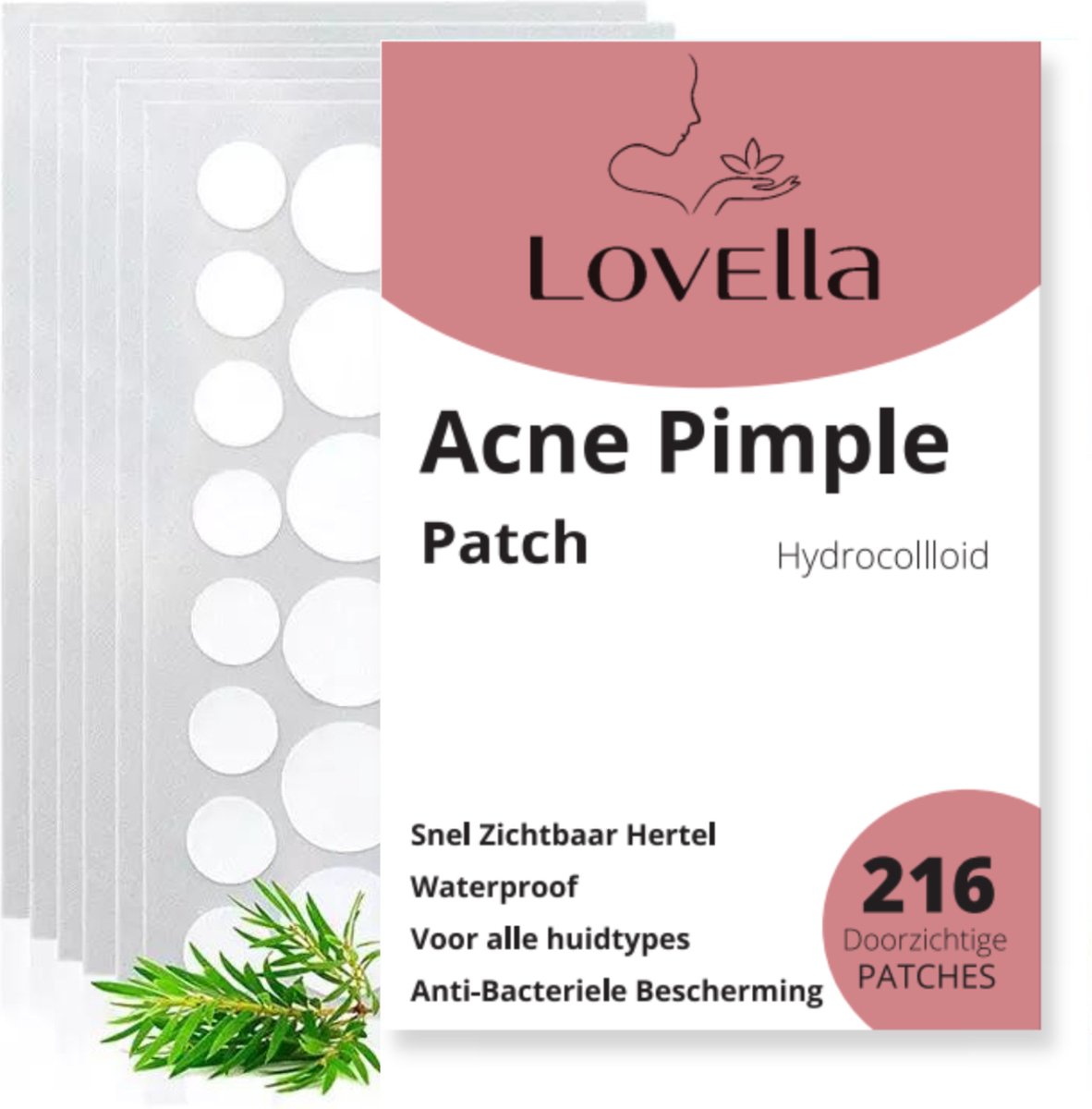 Lovella Pimple Patch 216 Stuks, Acne Patch, Acne Pleister, Pimple Patches, Puisten Verwijderaar, Puisten Pleister, Hydrocolloïd