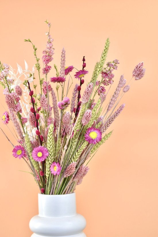 Droogbloemen boeket - Natuurlijk Bloemen - 50 cm - Roze Mix