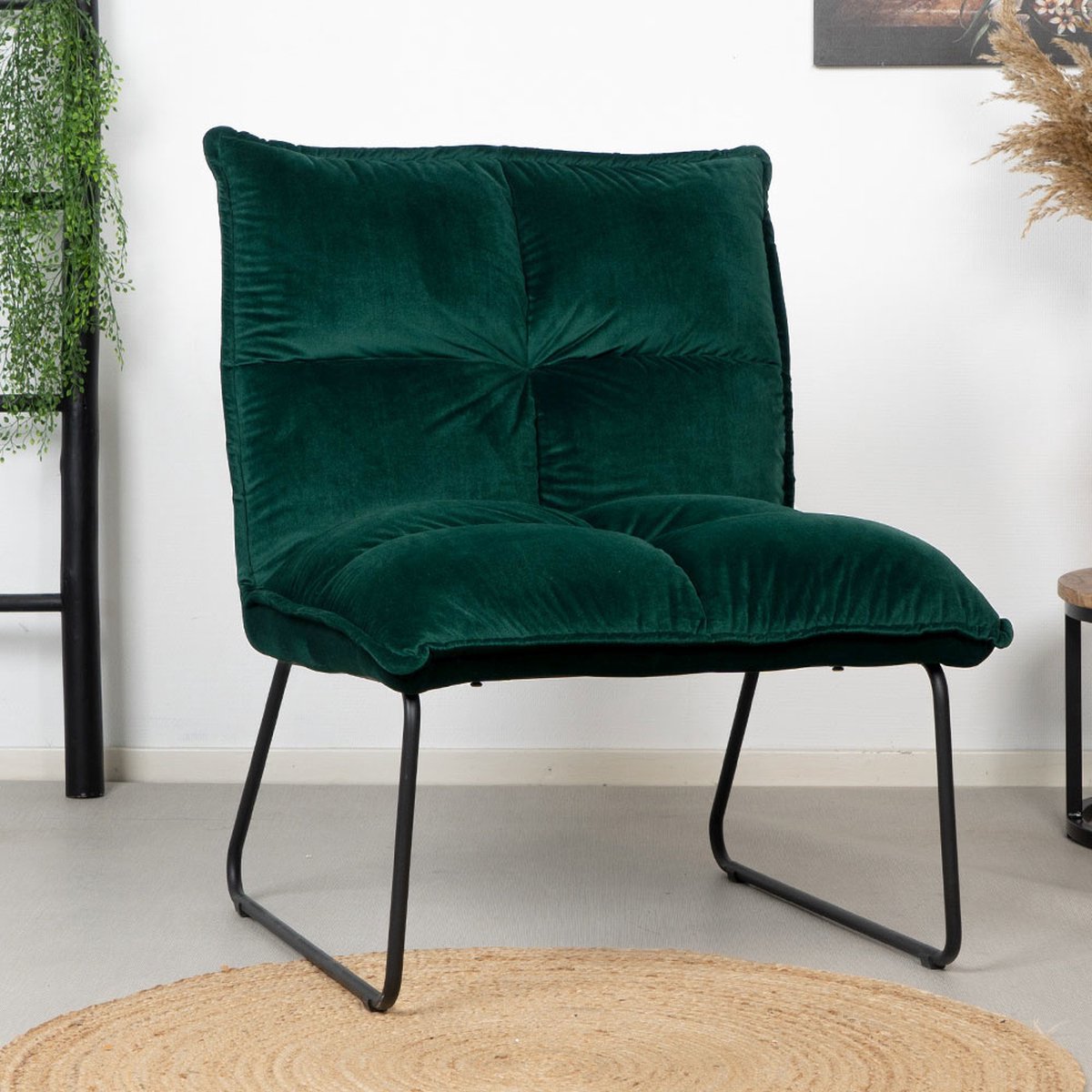 Bronx71® Velvet fauteuil Malaga donkergroen