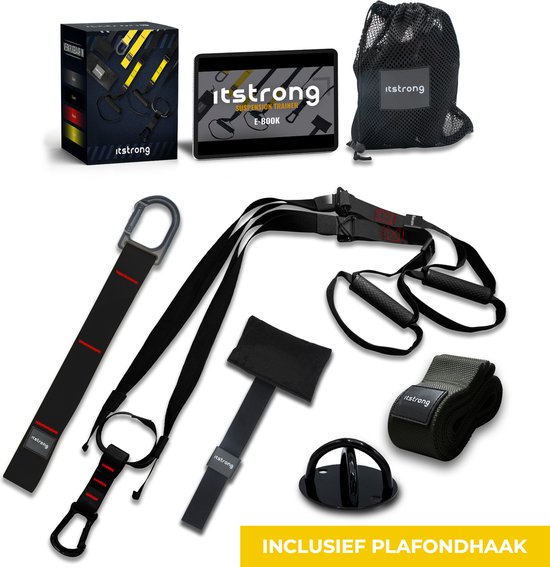 Itstrong® TRX Suspension Trainer – TRX Resistance band – Calisthenics Weerstandsbanden – Fitness – Crossfit – Met Plafondhaak