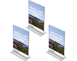 3 pack | Folderstandaard | T-standaard A4 formaat staand | Menukaarthouder | acryl T standaard | acryl kaarthouder | menustandaard A4 | van duurzaam acrylaat