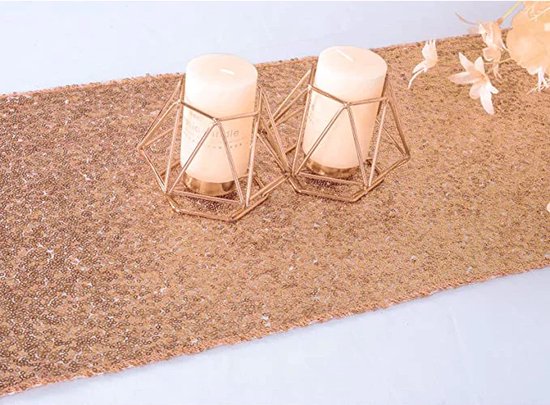 Pailletten Tafelloper - 1 Stuk - Glitter Tafel Loper - Tafelkleed - Geschikt voor Feest, Etentje, Evenement - Tafel Decoratie - 30 x 180cm - Rose Goud