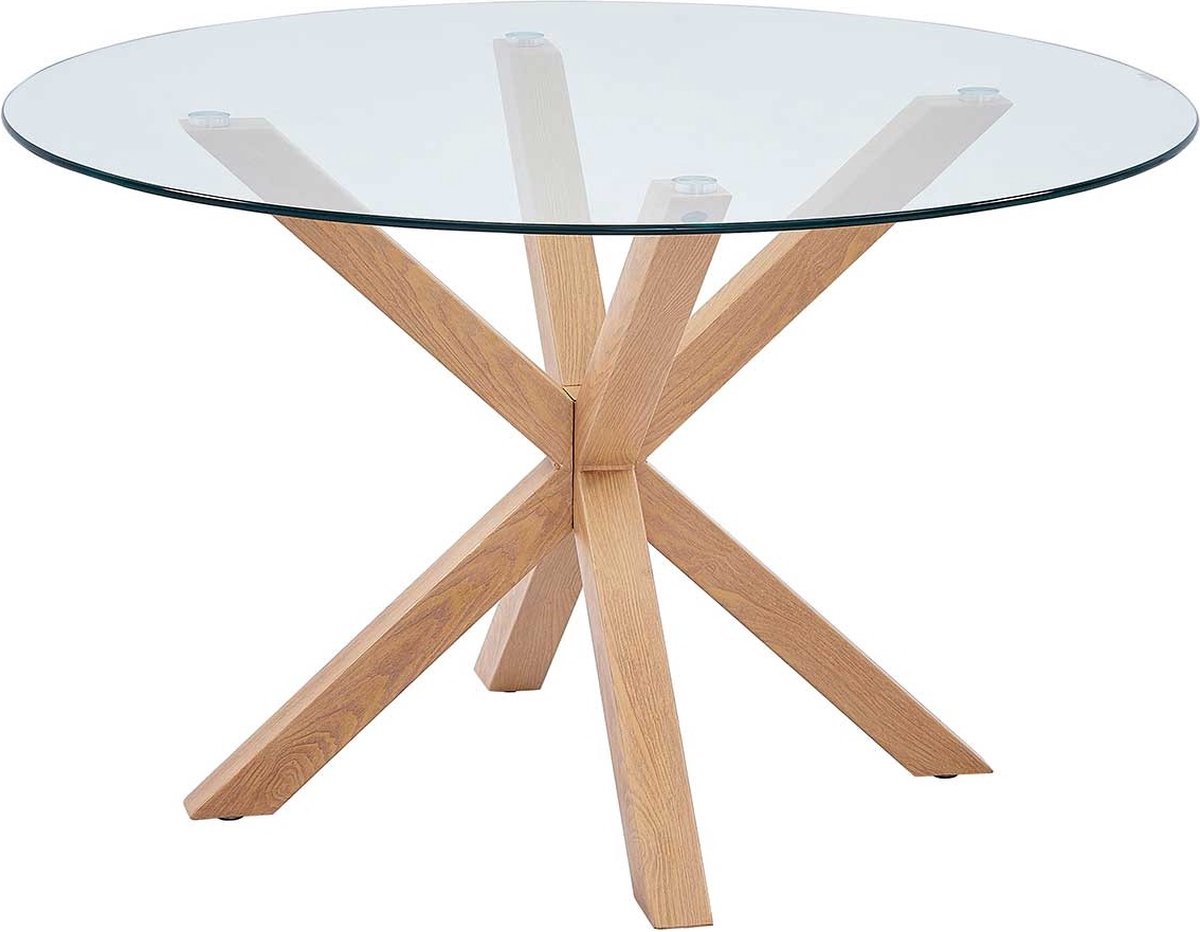 Eettafel Hasel Ø120cm - Bruin/glas