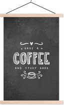 Porte-affiche avec affiche - Affiche scolaire - Étude - Étudiants - Café - Citations - Tableau noir - 120x180 cm - Lattes vierges