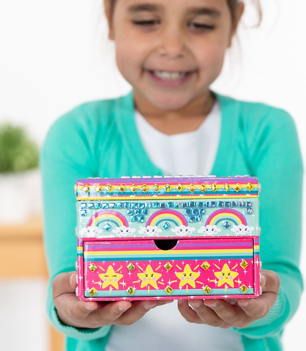 Totum Unicorn sieradendoosje glitter kids beauty doosje versieren 15 x 10 x 10 cm mozaïek glitter- knutselen cadeautip