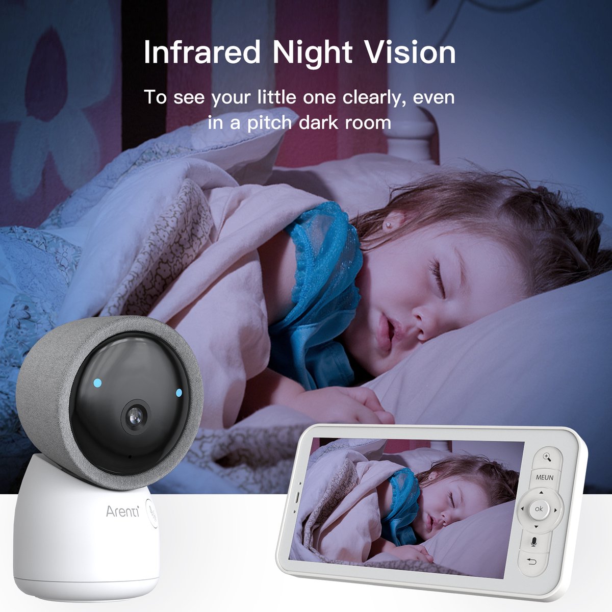 Arenti AINanny - Baby Monitor - Babyfoon met 5 inch scherm - Ultra HD 2K Resolutie - inclusief 32 GB Sd kaart thumbnail 6