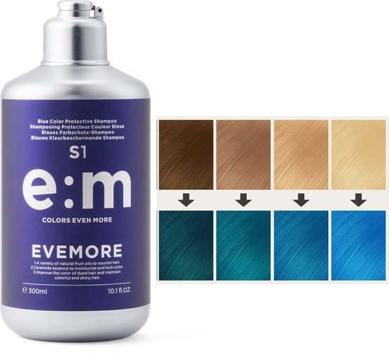 EVEMORE Semi-Permanente Haarkleuringsshampoo - Kleurshampoo - Semi-Permanente Haarverf - Blauw