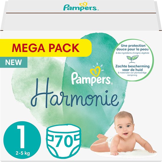 Pampers Harmonie / Pure Couches - Taille 1 - Mega Pack - 70 couches |  bol.com