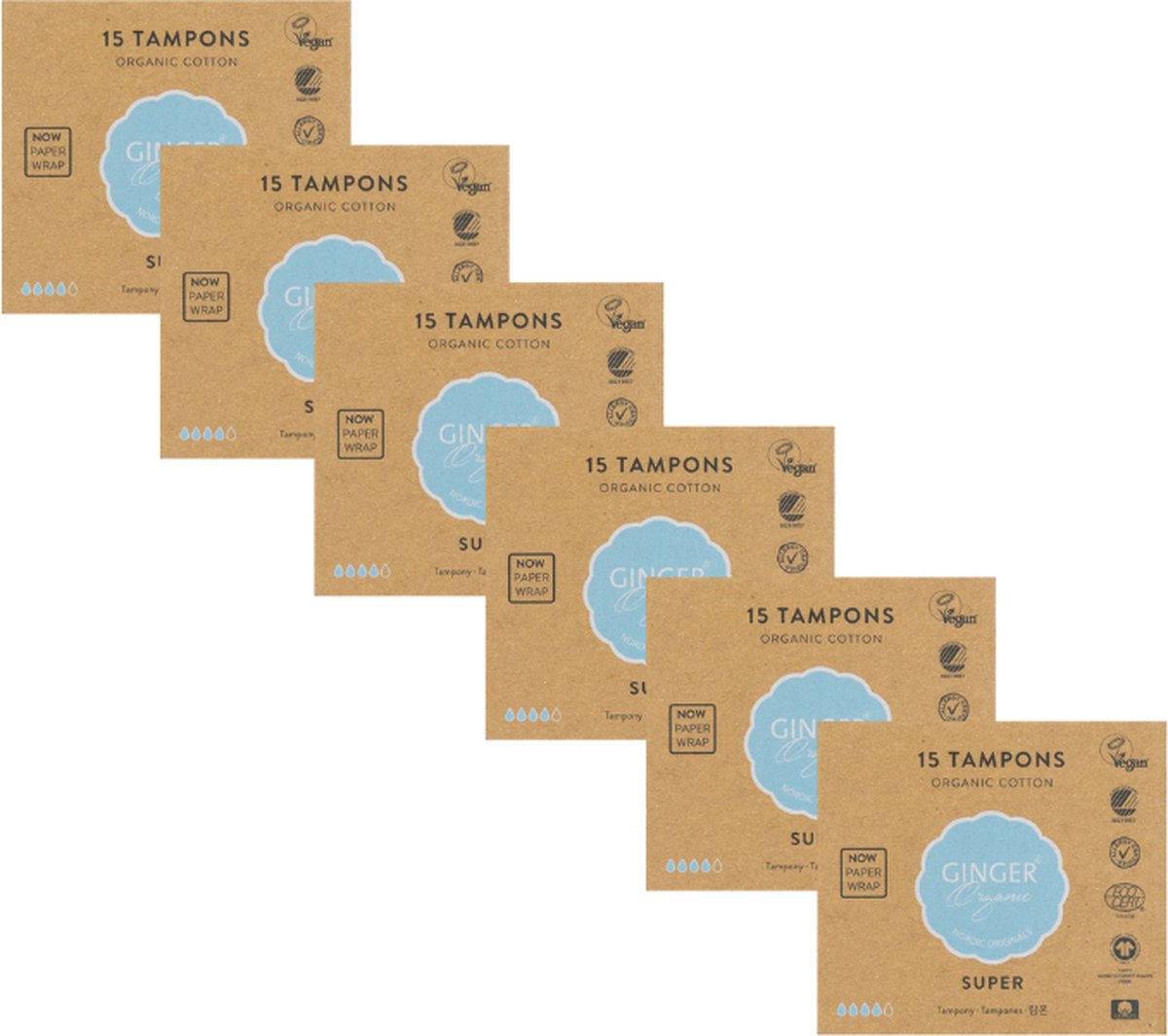 Goedkoopste Ginger Organic Super Tampons - 6 stuks - Biologisch - Super absorberend - Natuurlijk