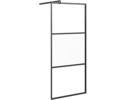 vidaXL - Inloopdouchewand - 90x195 - cm - halfmat - ESG-glas - zwart