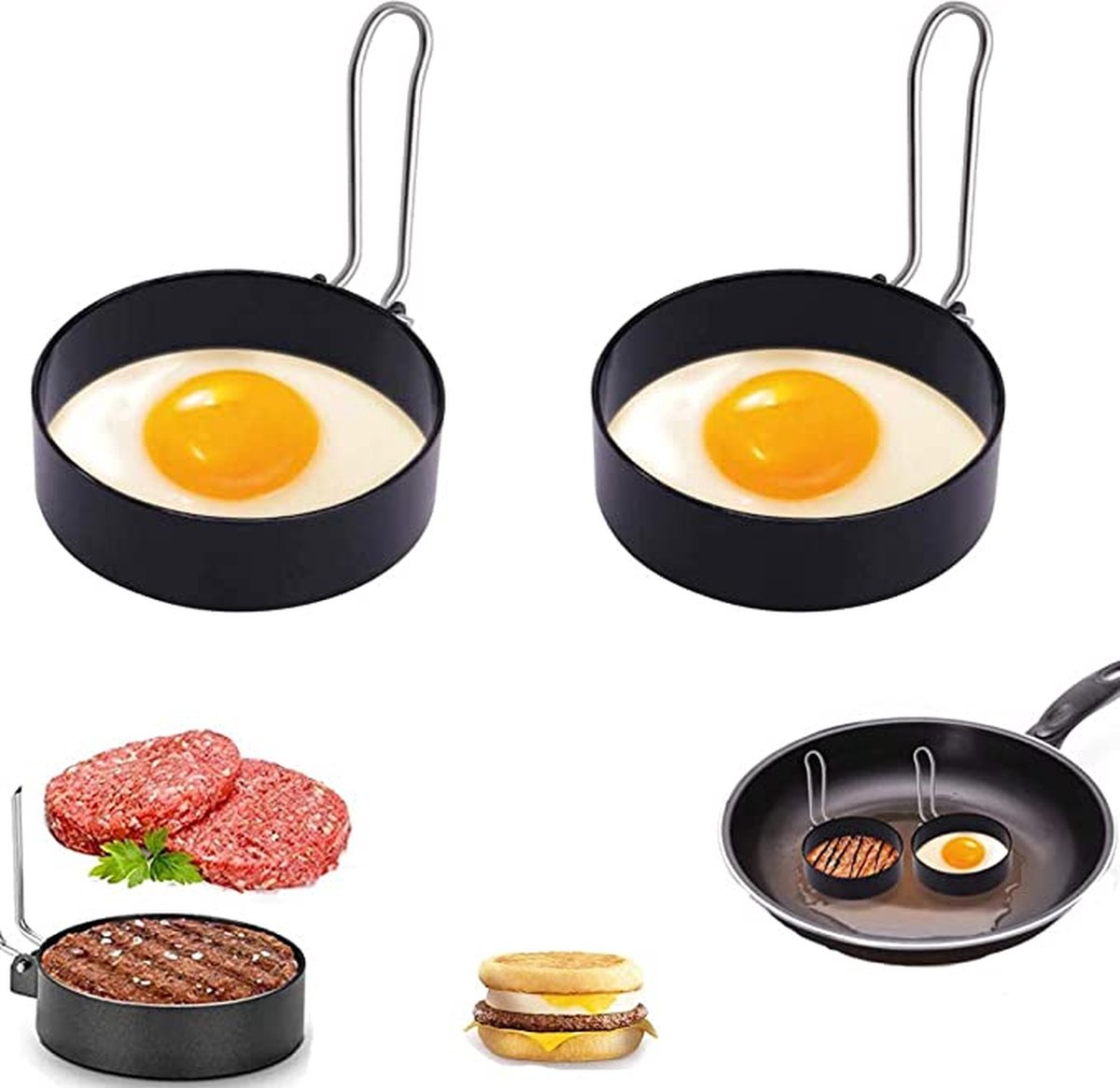 Igoods Ei Ring Set 2 Delig - Egg Ring Set 2 Pcs - Keuken Bakvormen Set - Rvs