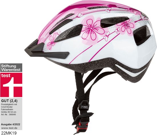 crivit Kinder fietshelm Helm Fiets helm crivit Fietshelm XS 46/51CM Wit/Roze Extreem lichte en stabiele helm met 13 luchtkanalen voor een optimale luchtcirculatie