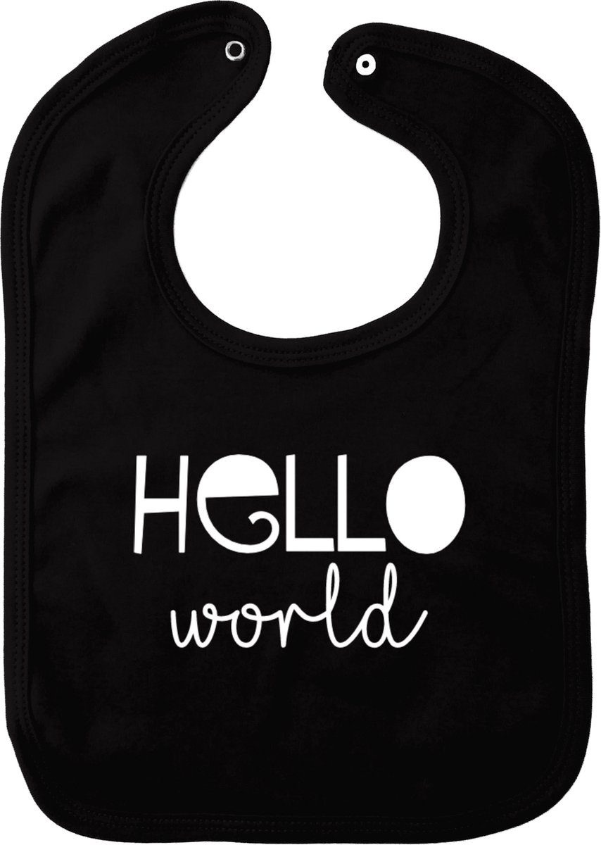 Slab met tekst 'Hello world' - Zwart - Unisex - Babyshower - Baby cadeau - Kraamcadeau - Geboorte