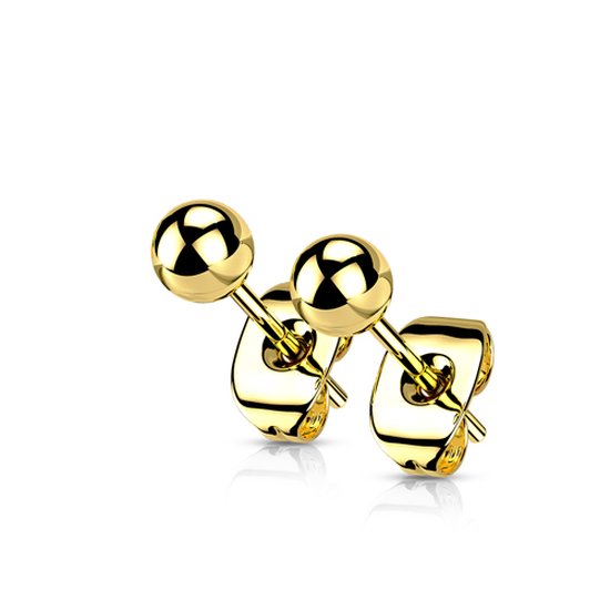 Boucles d'oreilles d'oreilles boule titane plaqué or