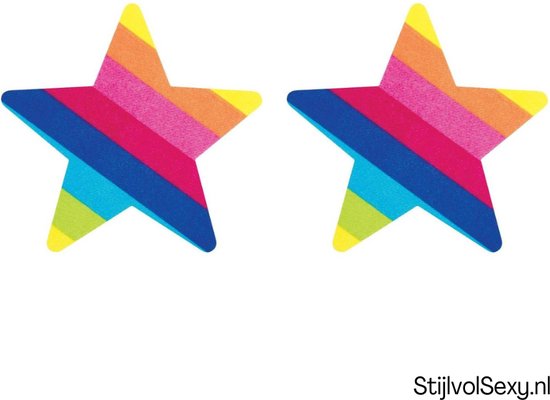 Regenboog Ster Tepel Stickers - Rainbow Pride Star Nipple Pasties