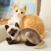 Kat - Kitten - Knuffel - Siamees - Liggend - Knuffelkat - Pluche - 20-25cm