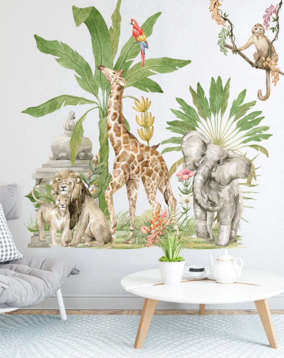Muurstickers wilde dieren in de jungle - Muurdecoratie - Woondecoratie