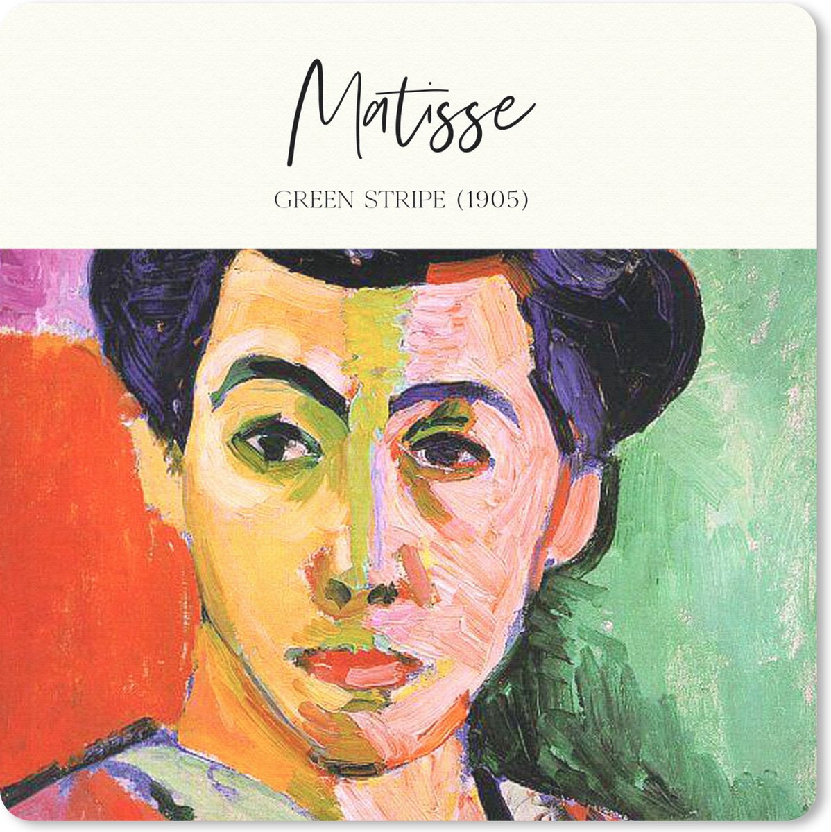 Muismat 30x30 cm - Mousepad Green stripe (1905) - Henri Matisse - Oude meesters - Muismatten