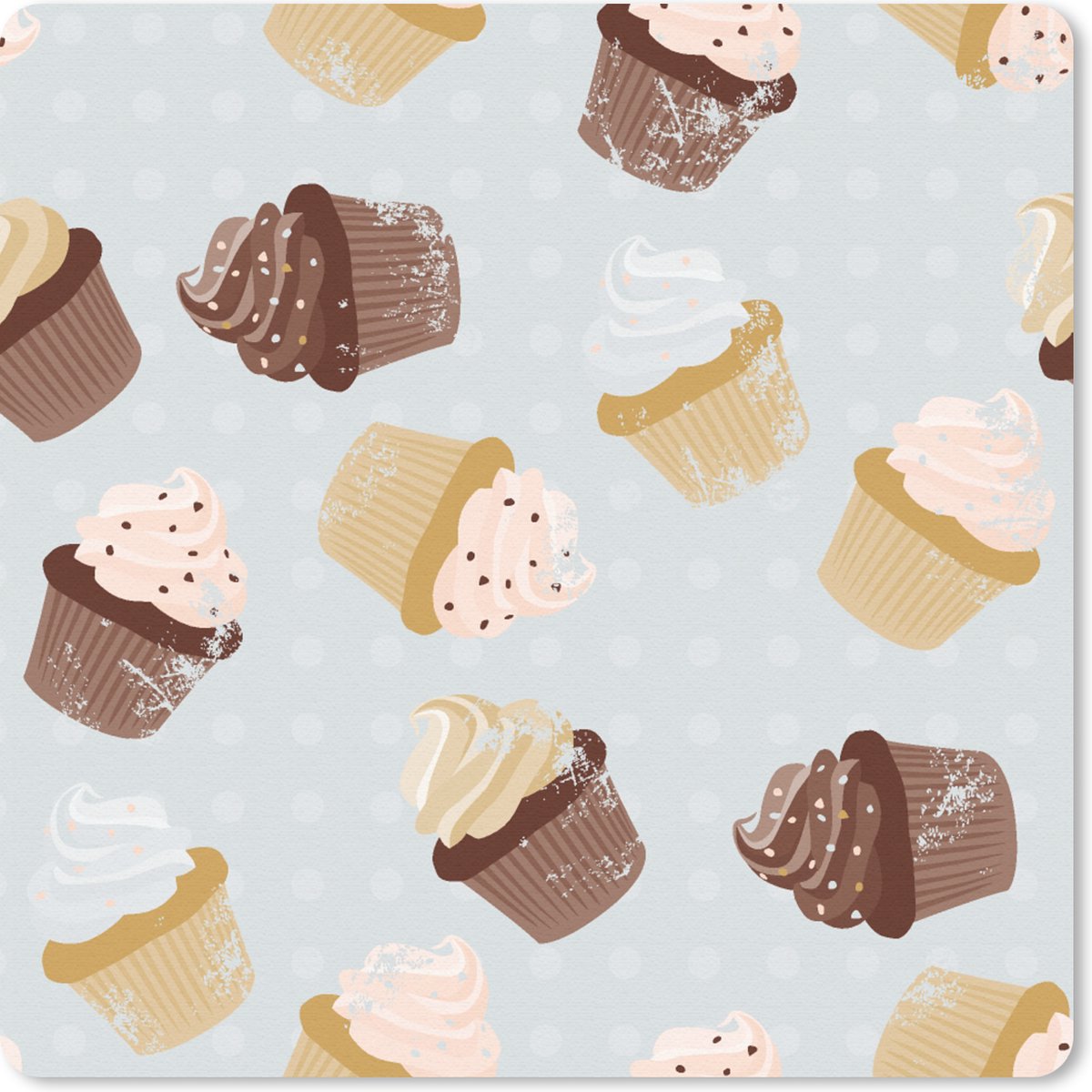 Muismat - Mousepad - Cupcake - Chocolade - Pastel - Design - 30x30 cm - Muismatten - MousePadParadise