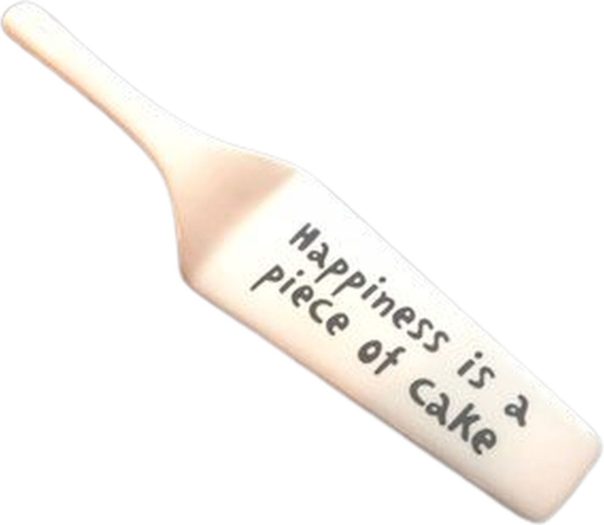 Taartschep met tekst ''Happiness is a piece of cake'' - Wit - 25 x 6 x 2.5 cm