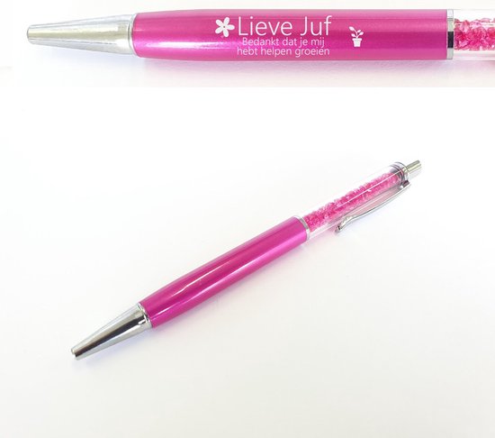 Pen Met Diamantjes En Gravering - Lieve Juf