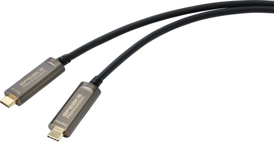 SpeaKa Professional USB-C Aansluitkabel USB-C stekker, USB-C stekker 10.00 m Zwart SP-9505620 TPE-mantel USB-C-displayk