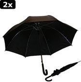 2x Paraplu zwart 125cm 8 banen