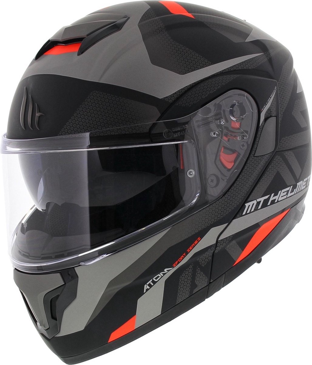 MT Atom Skill SV Systeemhelm mat zwart titanium rood L
