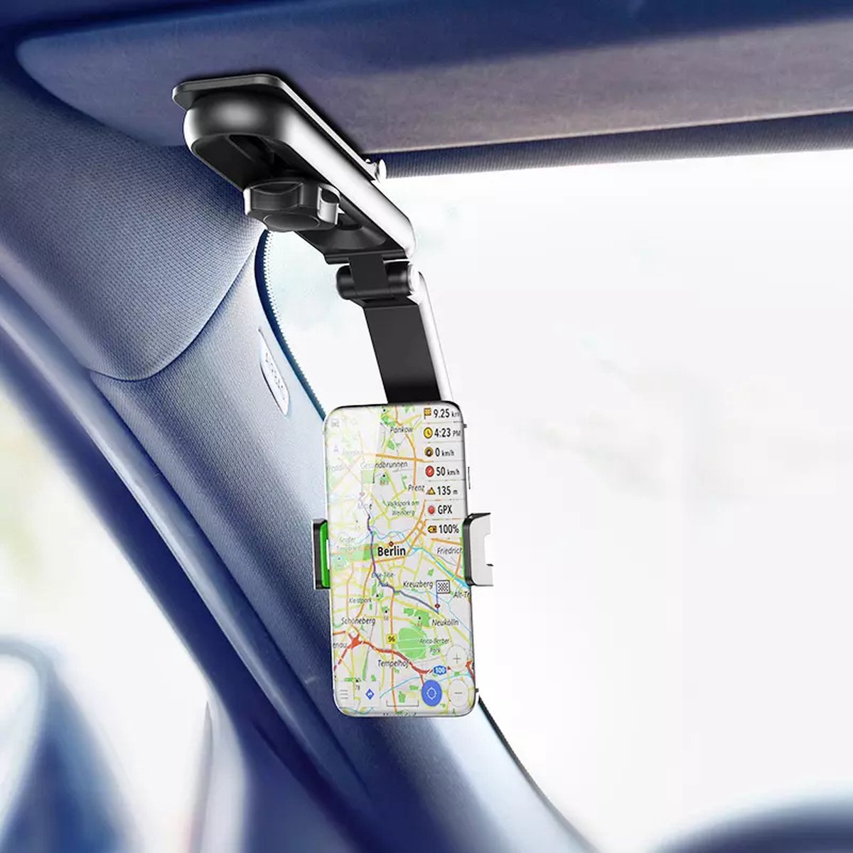 KEEPO Auto Telefoonhouder voor Zonneklep - multifunctionele gps beugel desktop slaapkamer - keuken - kantoor - 360 rotatie